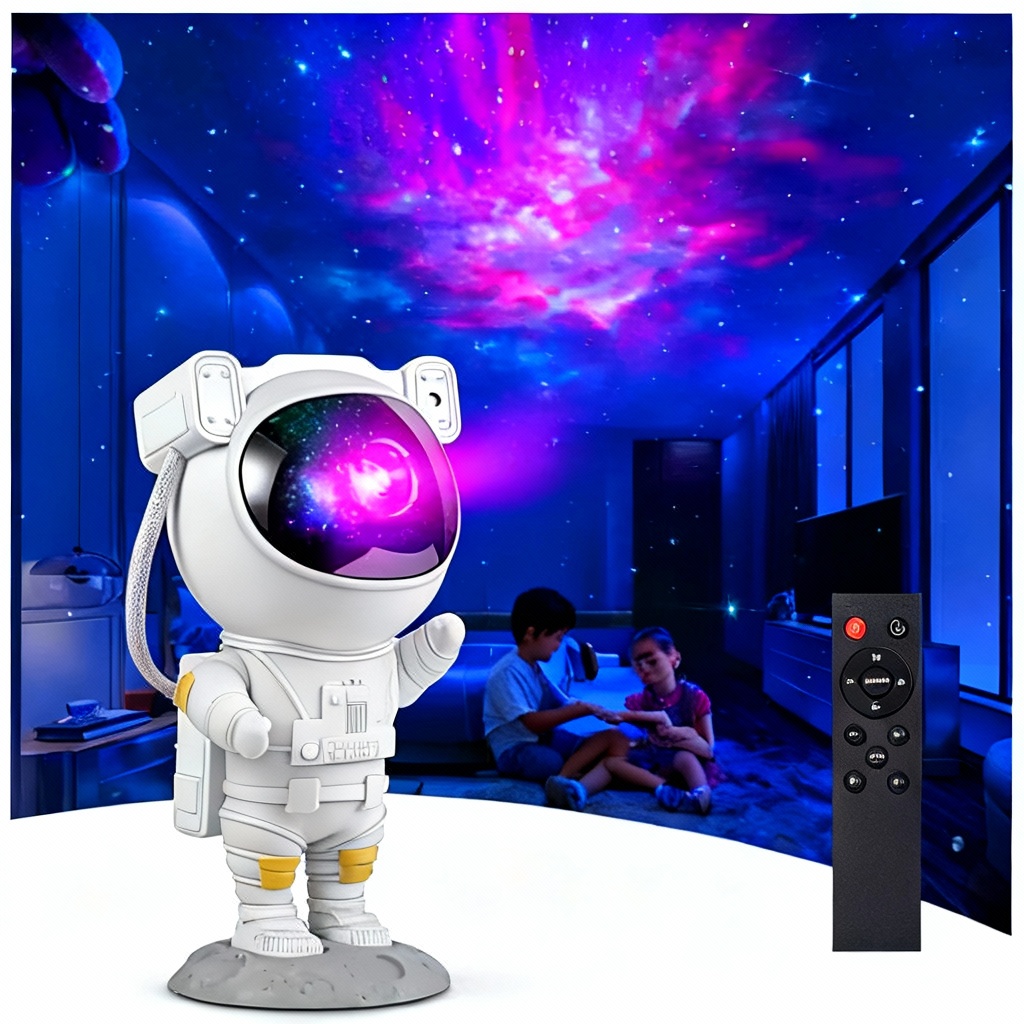 Projektor Gwiazd Astronauta w akcji - dzieci w pokoju pełnym gwiazd